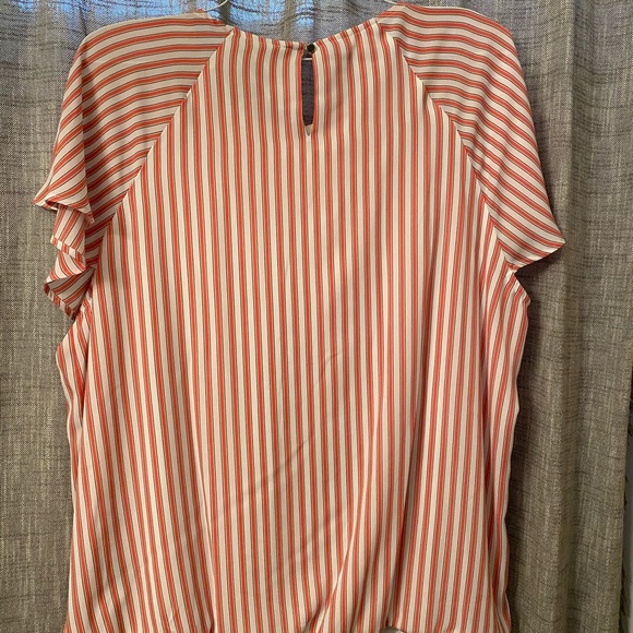 NWOT Salmon/white/black/tan stripe Liz Claiborne XXL blouse - Picture 5 of 5